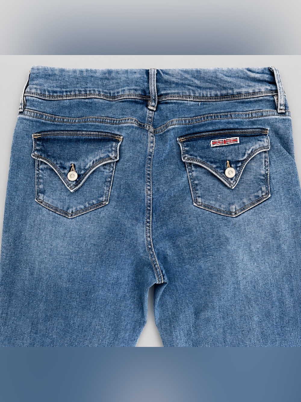 Hudson Signature Flap Pocket Ankle Crop Straight Leg Jeans Sz 14 Lt Wash Denim - Picture 8 of 14